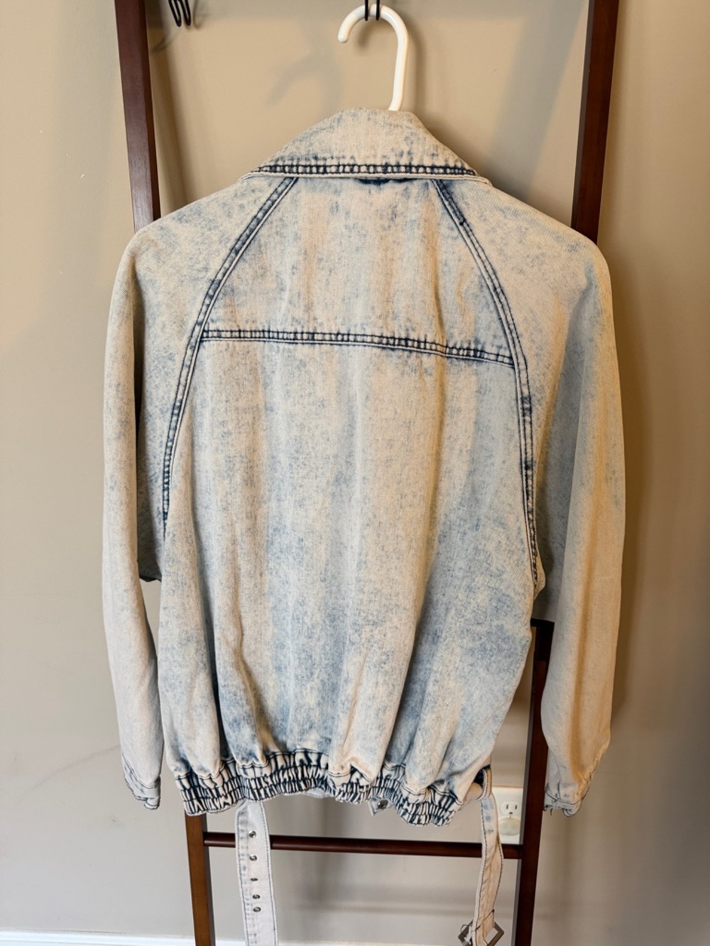 Light Wash Denim Jacket with Belt - Picture 2 of 2